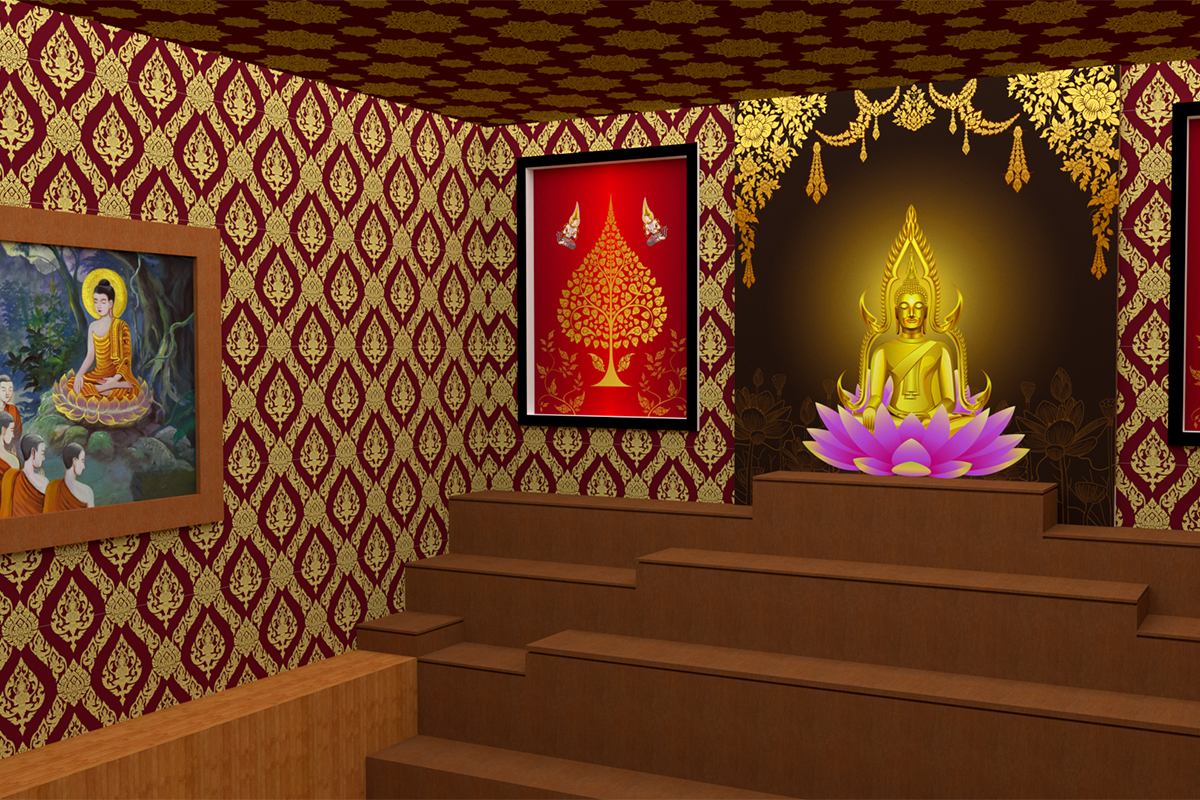วอลเปเปอร์ติดผนังลายไทย ตกแต่งห้องพระ - Image 2