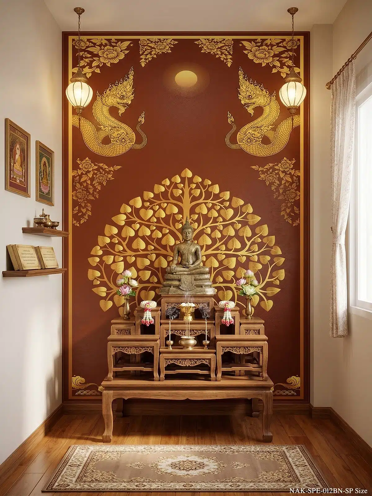 วอลเปเปอร์ห้องพระ ภาพต้นโพธิ์ พญานาค