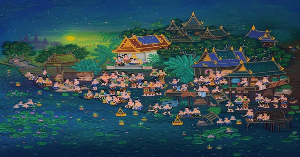 วอลเปเปอร์สั่งทำ ลายวิถีไทยและลอยกระทง สำหรับตกแต่งร้านอาหารไทยในต่างประเทศ